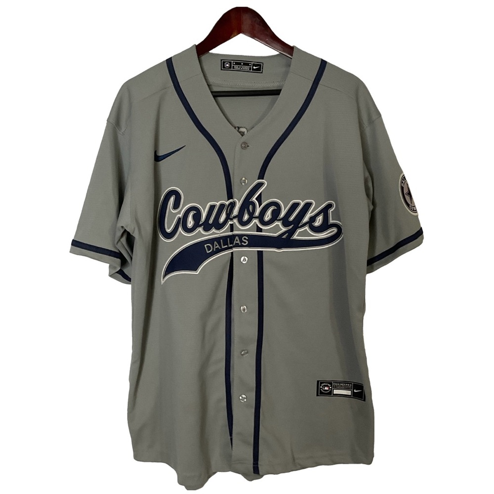 Nike Baseball Style Micah Parsons #11 Dallas Cowboys ButtonUp Jersey Blue Grey-M